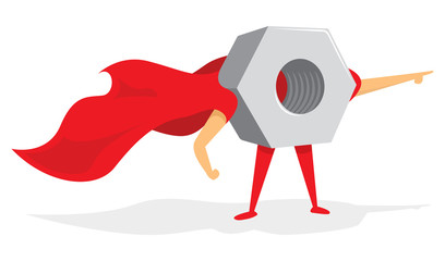 Nut super hero standing or mechanic with cape