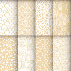 Geometric seamless patterns set, neutral backgrounds