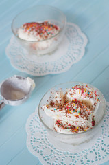 Vanilla ice cream in bowls