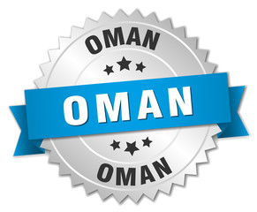 Oman round silver badge with blue ribbon