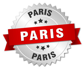 Paris  round silver badge with red ribbon