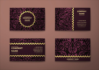 Vector vintage visiting card set