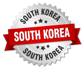 South Korea  round silver badge with red ribbon