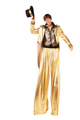 Boy on stilts