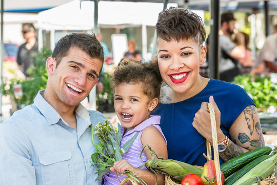 Beautiful Family At Farmers Market