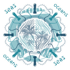 Vector print for t-shirt on the sea theme of summer and holidays