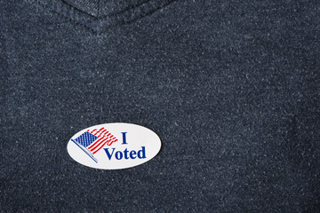 "I voted" sticker on shirt