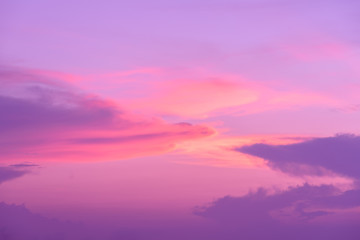 Sweet pastel pink and purple color of sunset sky
