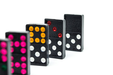 Stack of dominoes isolated on a white background