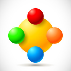 Infographics with group of flying balls