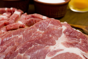 Raw pork meat close-up