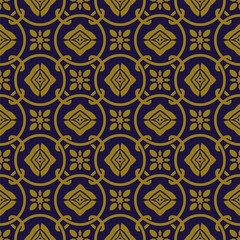 Elegant antique gold brown and blue background 381_vintage round circle cross chain flower
