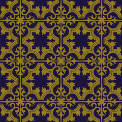 列印Elegant antique gold brown and blue background 388_vintage curve spiral cross kaleidoscope
