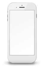 Smart phone with blank screen isolated on white background.