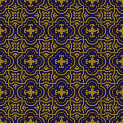 列印Elegant antique gold brown and blue background 389_vintage curve cross geometry frame flower
