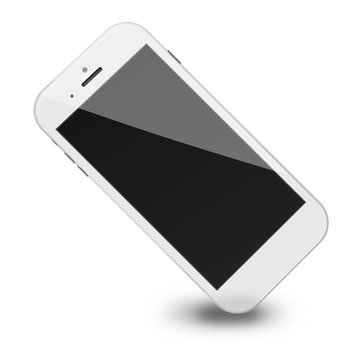 Smart phone with black screen isolated on white background.