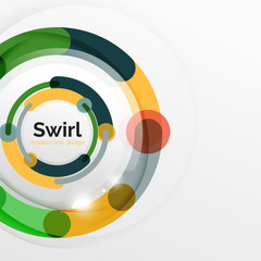 Obraz premium Colorful flat design abstract background. Swirl and circle shaped lines on white