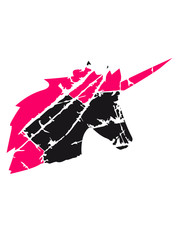 sculpture head cracks pattern imprint scratch unicorn pink horse outline silhouette shadow symbol logo stallion