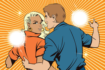 People in retro style. People at the party.