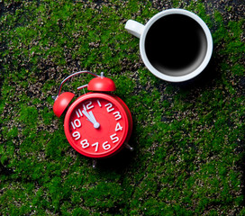 cup of coffee and clock