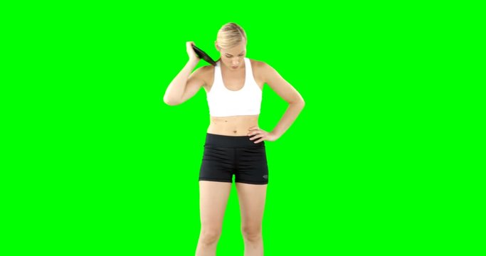 Woman preparing to discus throw 