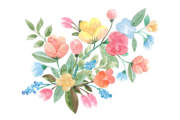 Fototapeta na wymiar floral panel in retro style illustration of a watercolor