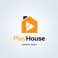 Fototapeta premium Play house. media logo. video logo. Vector logo template.