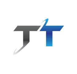 tt initial logo with double swoosh blue and grey
