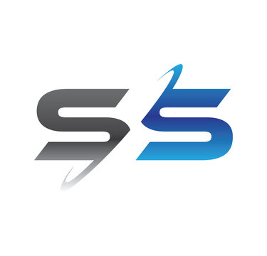 ss initial logo with double swoosh blue and grey