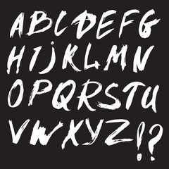 English alphabet - hand drawn with ink brush