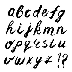 English alphabet - hand drawn with ink brush