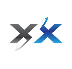 xx initial logo with double swoosh blue and grey