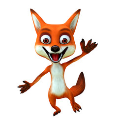 3d render  illustration cartoon of red fox great pose series 