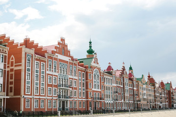 Naklejka premium Yoshkar-Ola, Russia - April 30, 2016: Bruges Quay in the city of Yoshkar-Ola in Russian copy of the waterfront in the city of Bruges in Belgium 