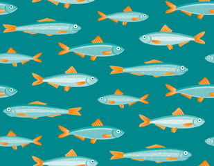 Fototapeta premium Sprats, vector seamless pattern