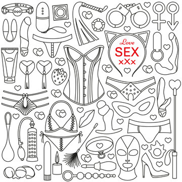 Sex toys set. Vector illustration.