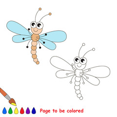 Little dragonfly cartoon. Page to be colored. 