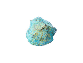 Natural gemstone Turquoise mineral, isolated on white background