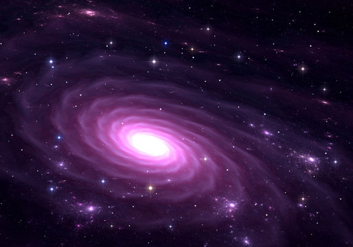 Purple galaxy. Space background with purple galaxy and stars