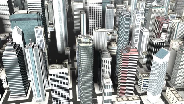 Seamless looping animation of a 3d city skyline daytime