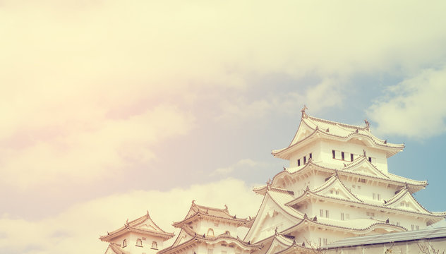 Himeji castle pastle vintage background