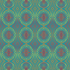 Obraz premium Seamless hand drawn vector ethnic texture. Vintage tribal ethnic backdrop, seamless texture. Boho fashion style background. Hand drawn vector illustration made of simple doodles. Zen tangle pattern.