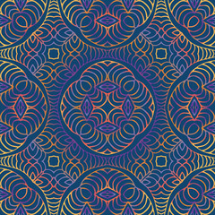 Naklejka premium Seamless hand drawn vector ethnic texture. Vintage tribal ethnic backdrop, seamless texture. Boho fashion style background. Hand drawn vector illustration made of simple doodles. Zen tangle pattern.