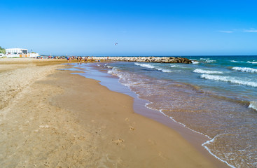 View at sunset on the beautiful beach of Pozzallo, Sicily