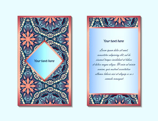 Cards with beautiful ornamental pattern. Vector illustration, can be used as greeting cards, flyers, posters etc.
