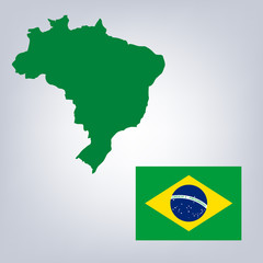 Brazil map silhouette with flag