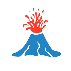 Volcano eruption logo, vector illustration on white background