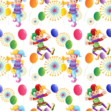 Seamless clown and balloons