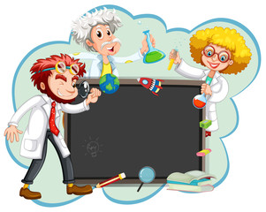 Three scientists by the board