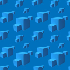 Abstract seamless pattern with overlapping blue cubes